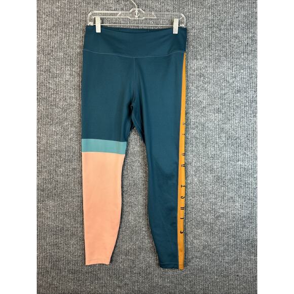 Nike Dri Fit Womens Activewear Ankle Leggings Size Large Multi Color Spell Out - Picture 1 of 8